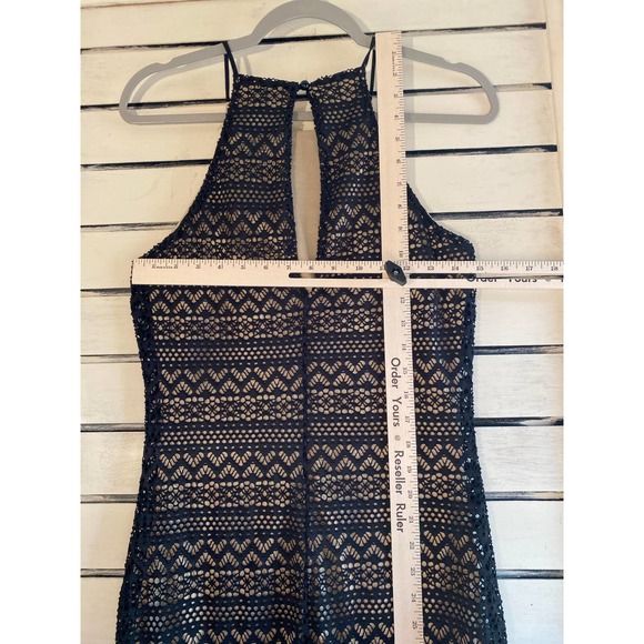 Woman’s long dress size xs small black crochet sleeveless spaghetti strap liner - Picture 7 of 13
